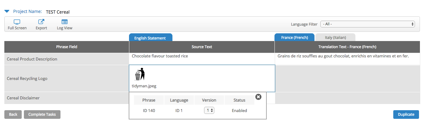 View Project Translations